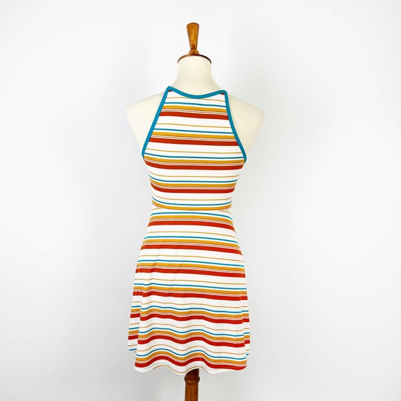 Arizona Jeans striped knit dress blue orange white retro 70s 80s 90s Size M - Picture 2 of 6